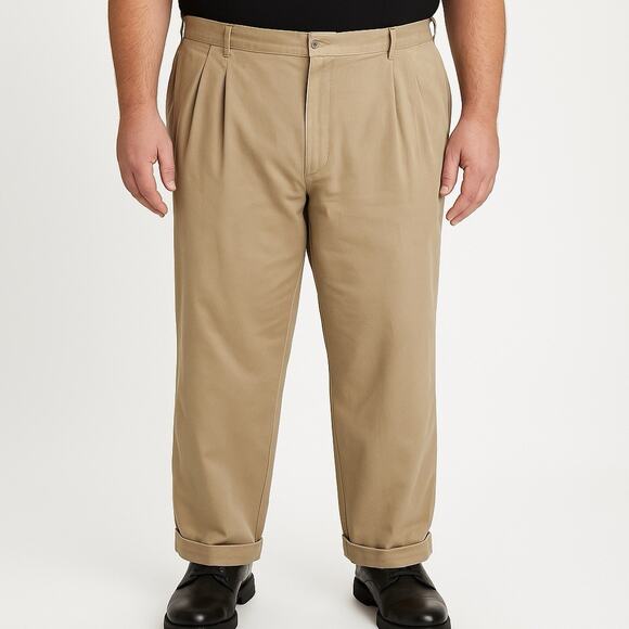 VTG Polo Ralph Lauren Andrew Chino Pant Men's 48 x 30 Pleated Cuffed 1990s Y2K - Picture 1 of 10